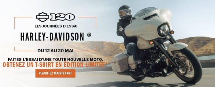 Les journées d’essai Harley-Davidson du 12 au 20 mai.